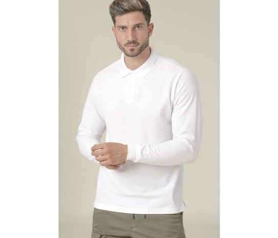 Man regular lange mouw polo - Wit