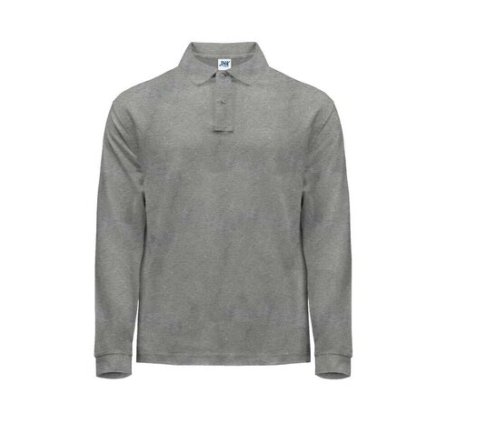 Man regular lange mouw polo - Grey Melange