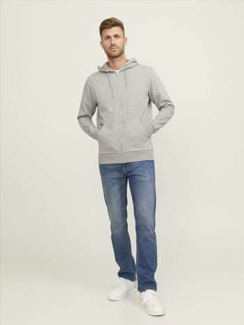 Light Grey Melange JACK &amp; JONES//PRODUKT Basic Zip Hood Sweat