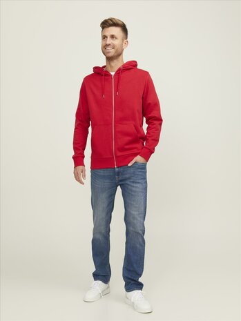 Lipstick Red JACK &amp; JONES//PRODUKT Basic Zip Hood Sweat